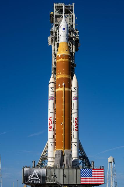 NASA image: NASA's SLS Rocket and Orion Spacecraft Rollout to Launch Pad 39B